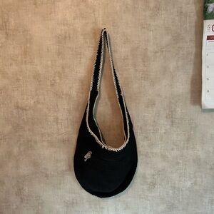 The Sak Black and Cream Crochet Crossbody Bag